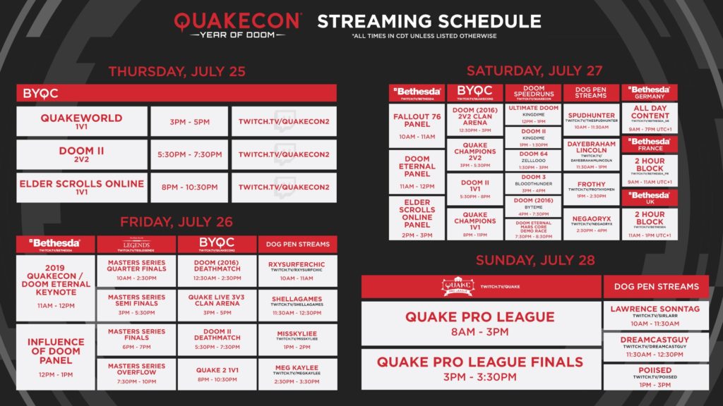 QuakeCon 2019 sessions and streaming schedule detailed VGC