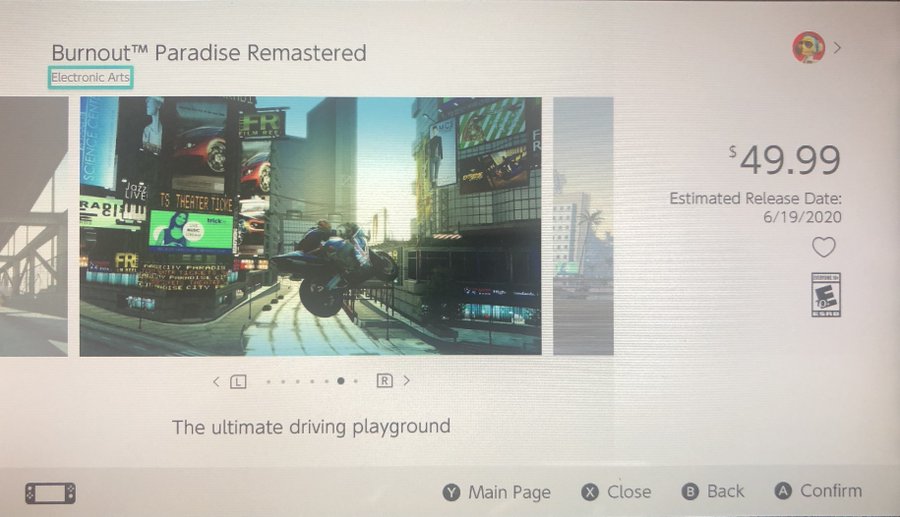 Burnout Paradise Remastered Nintendo VGC | set Switch for June looks release