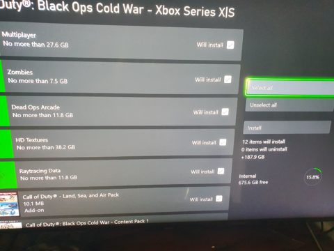 A full Call of Duty: Black Ops Cold War install requires 190 GB on Xbox ...