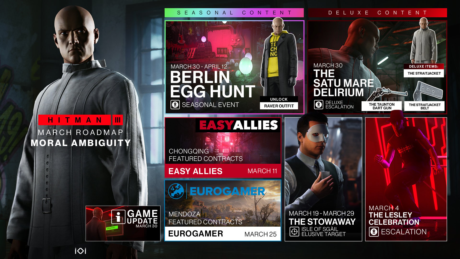 Hitman 3’s March content roadmap includes the game’s first seasonal