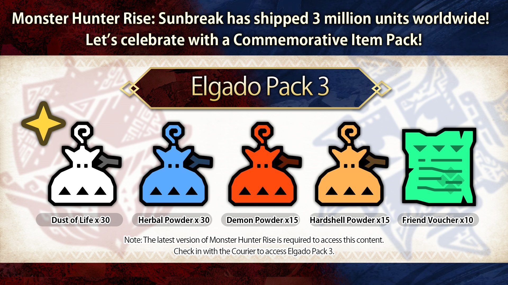 Free Monster Hunter | DLC new celebrate sales Rise VGC Sunbreak milestone released to