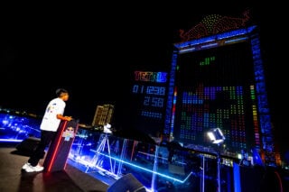 ‘One of my biggest dreams’: 2,000 drones power the world’s largest game of Tetris